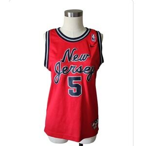 Womens Medium Throwback Jason Kidd New Jersey Red NBA Basketball Jersey 2002